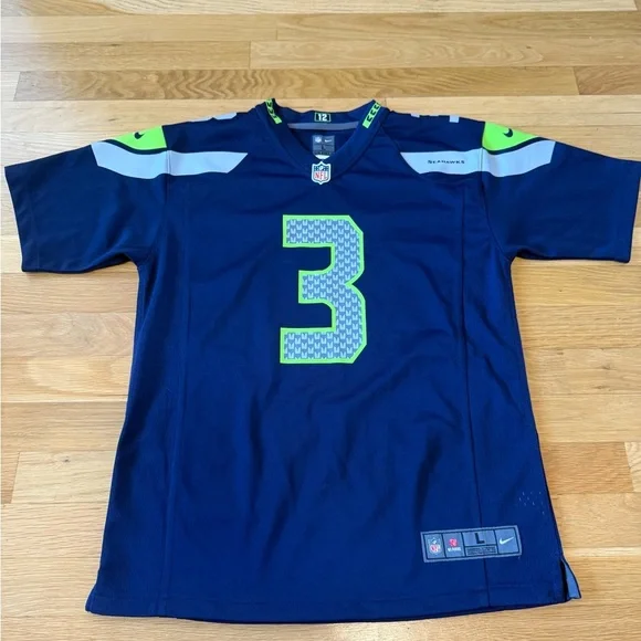 Navy Russell Wilson Seattle Seahawks Nike jersey Youth large NFL Seahawks - Picture 2 of 10